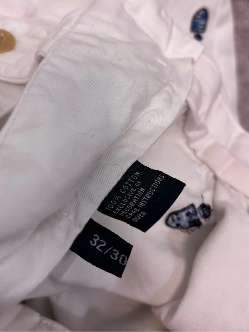 Polo Ralph‎ Lauren Straight Fit Chino Pants Embroidered Shields 32 X 30 White